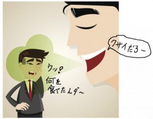 口臭がするため鼻を触る